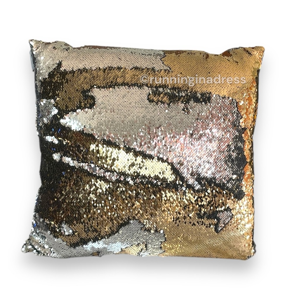 Aviva Stanoff Down Pillow With Sequin Gold Silver & Black Shame Size 20 × 20